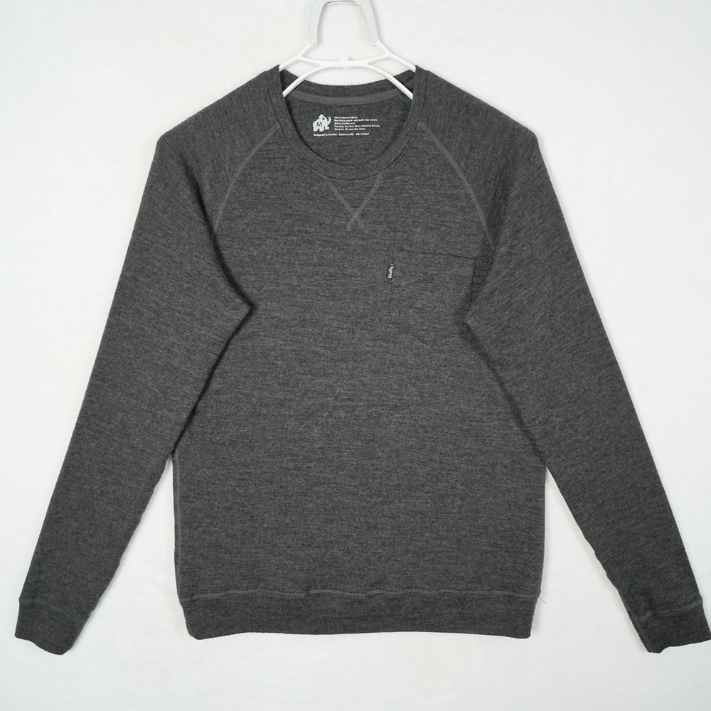 Woolly Clothing Co Mens Merino Wool Crewneck Sweatshirt Charcoal Grey Size M - Picture 2 of 6